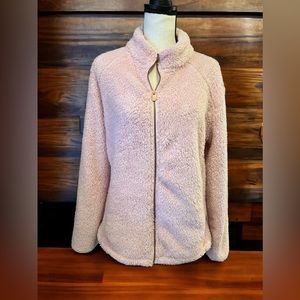 Adrienne Vittadini Sport Women’s Pink Sherpa, Full Zipper Jacket Size L